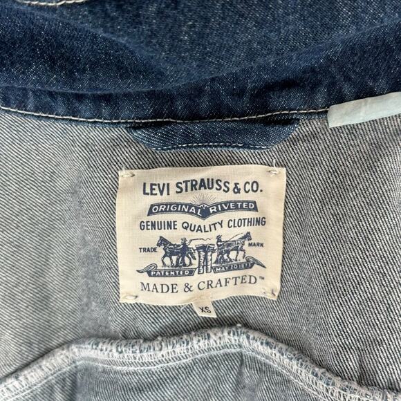 LEVI’S Blue Ombre Fringe Oversized Button Front Made & Crafted Ranch Dress XS - Picture 7 of 8